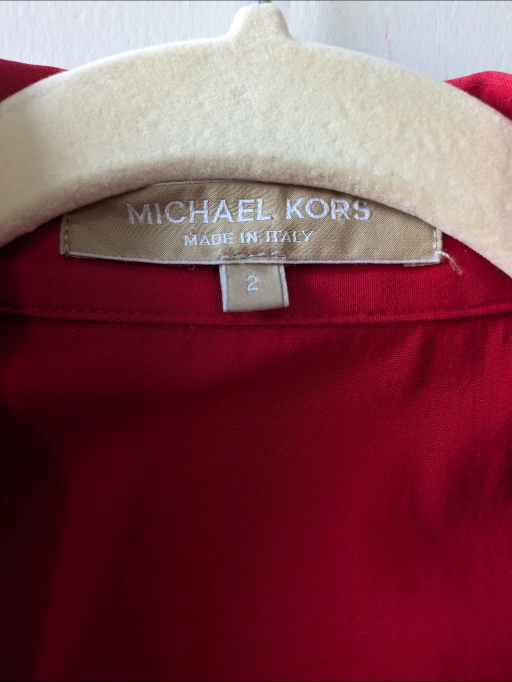 Michael Kors Sleeveless Button-Front Red Shirt Dress